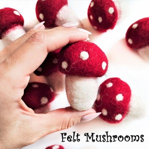 Felt Mushrooms Felt Beads Wool Pom Pom Mushrooms Wholesale Bulk Craft Decoration Mushrooms 5cm (1.97 inch)