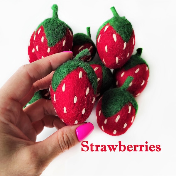 Filz Erdbeeren Filzperlen Wolle Pom Pom Strawberries Wholesale Bulk Bastel dekoration Erdbeeren 5cm (1.97 inch)