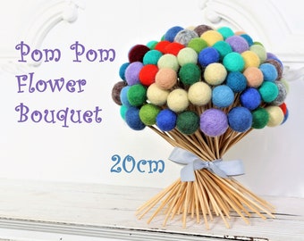 102 pièces cadeau fête des mères feutre Pom Pom fleurs Billy Ball fleurs demoiselle d'honneur bouquet-fleur bouquet-neutre laine pompons