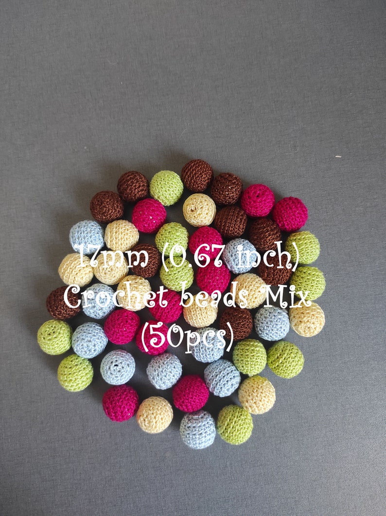 3 0.67 inch 50pcs 17mm Wholesale Crochet beads 17 mm 50 pieces wooden beads crocheted cotton yarn