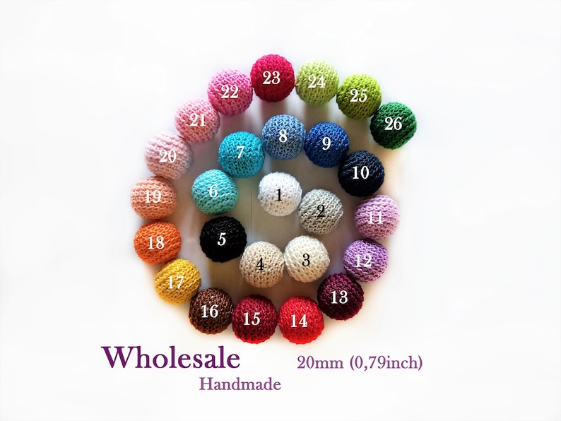 0.79 inch 40pcs 2cm Wholesale Crochet beads 20 mm 20 pieces wooden beads crocheted cotton yarn