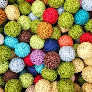 Perline di cotone all&#39;uncinetto - Confezione da 20 perline di cotone - Mix di colori - Perline all&#39;uncinetto