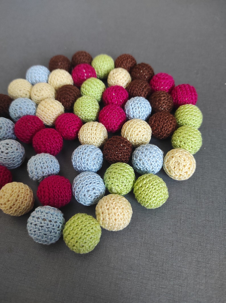 3 0.67 inch 50pcs 17mm Wholesale Crochet beads 17 mm 50 pieces wooden beads crocheted cotton yarn