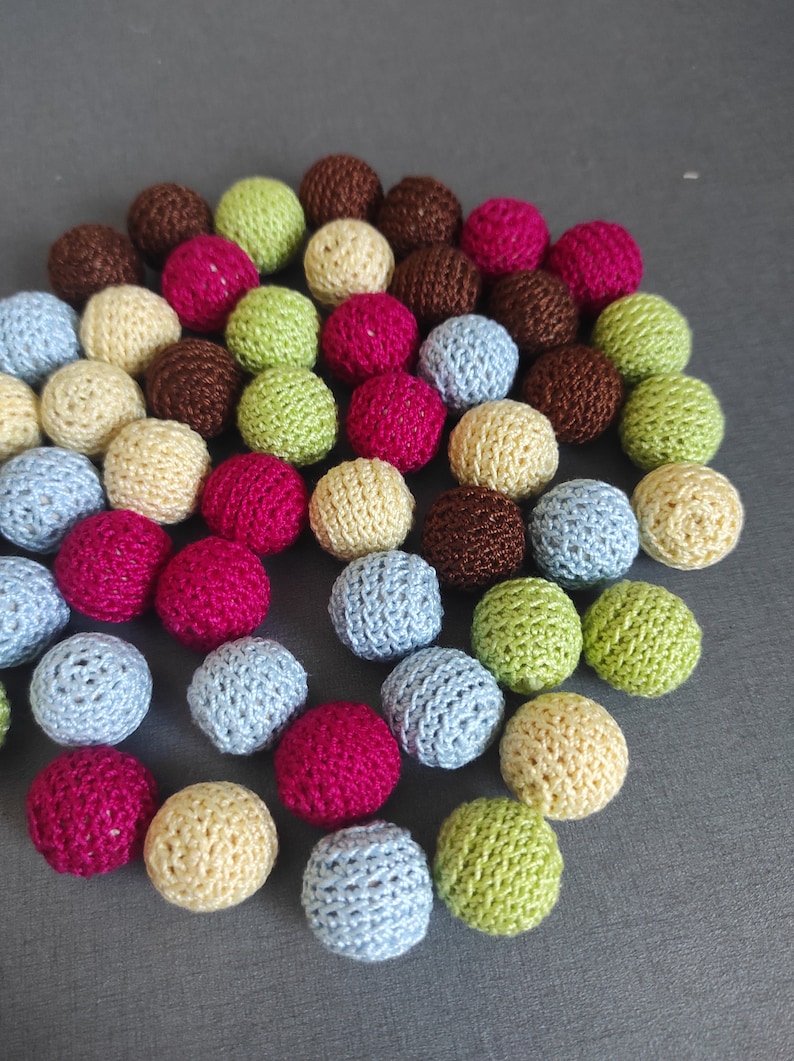 3 0.67 inch 50pcs 17mm Wholesale Crochet beads 17 mm 50 pieces wooden beads crocheted cotton yarn