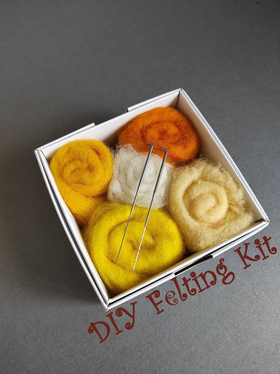 Needle Felting Starter Kit DIY Felting Kit Natural Colors Wool Batting