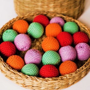 Perline di cotone all&#39;uncinetto - Confezione da 20 perline di cotone - Mix di colori - Perline all&#39;uncinetto