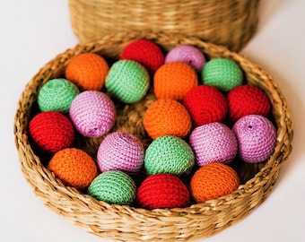 Handmade Cotton Crochet Beads – Colorful Jewelry Supplies, 20 Pcs