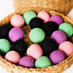 Perline di cotone all&#39;uncinetto - Confezione da 20 perline di cotone - Mix di colori - Perline all&#39;uncinetto