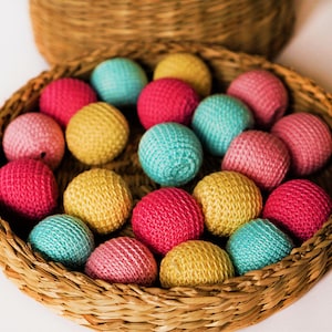 Perline di cotone all&#39;uncinetto - Confezione da 20 perline di cotone - Mix di colori - Perline all&#39;uncinetto