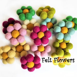 Fleurs en feutre Perles en feutre de laine Pompons étoiles en gros Fleurs décoratives en vrac 6 cm (2,36 pouces)