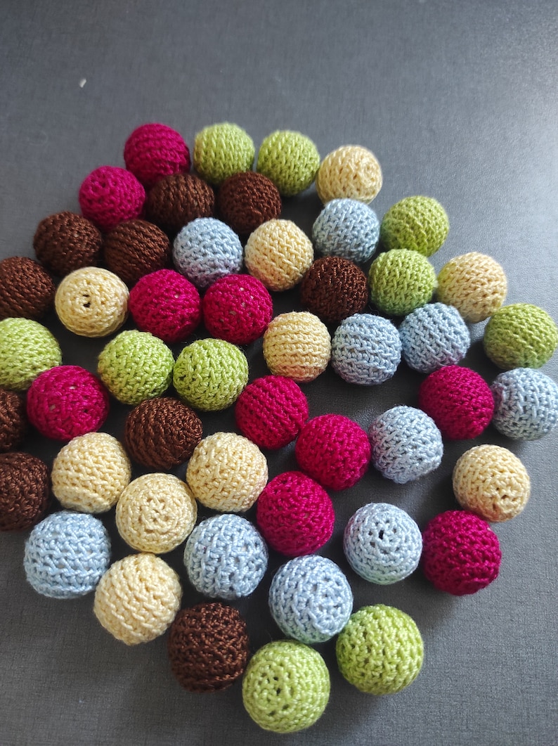 3 0.67 inch 50pcs 17mm Wholesale Crochet beads 17 mm 50 pieces wooden beads crocheted cotton yarn