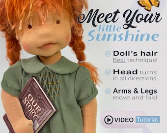 Waldorf doll VIDEO Tutorial + Patterns & Waldorf Doll Sewing Pattern | Cloth doll pattern, Soft doll, Tilda PDF, Textile doll