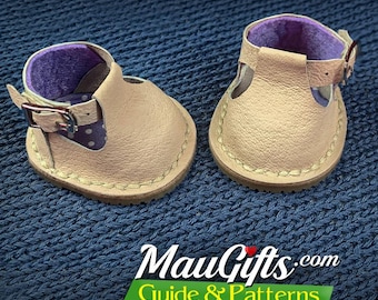 Doll Shoes T-strap with Buckles for Waldorf dolls  + Socks PDF Tutorial + Sewing Patterns | Leather shoes | Zapatos de Muñeca