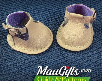 Doll Shoes T-strap with Buckles for Waldorf dolls  + Socks PDF Tutorial + Sewing Patterns | Leather shoes | Zapatos de Muñeca