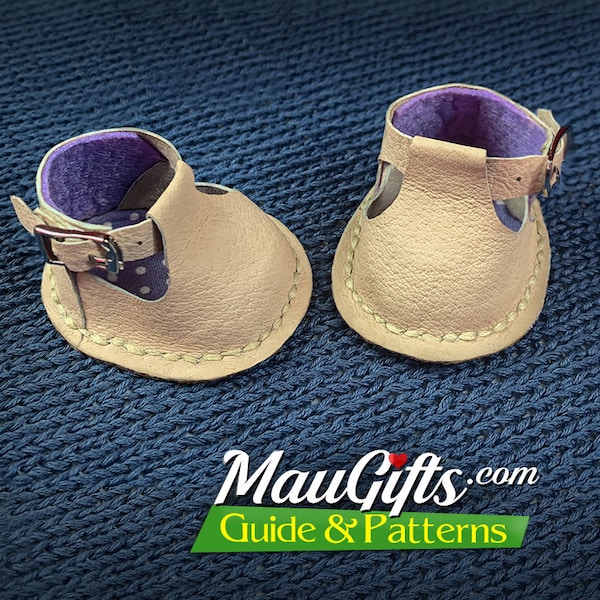 Doll Shoes T-strap with Buckles for Waldorf dolls  + Socks PDF Tutorial + Sewing Patterns | Leather shoes | Zapatos de Muñeca