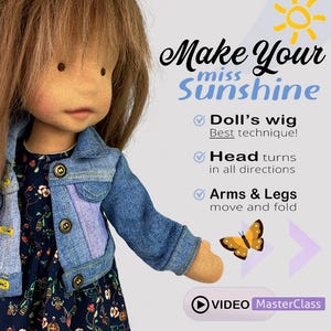 Waldorf doll VIDEO Tutorial + Patterns & Waldorf Doll Sewing Pattern | Cloth doll pattern, Soft doll, Tilda PDF, Textile doll