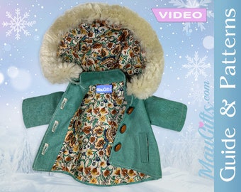 Coat with detachable hood & Pockets for doll  | Video with Patterns | Waldorf doll jacket | Sewing tutorial