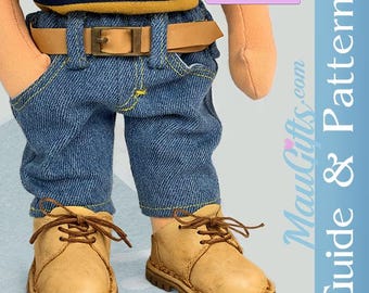 Doll Jeans Step-by-Step Guide and Patterns for Waldorf Doll | Trousers, Pants, Waldorf doll clothes