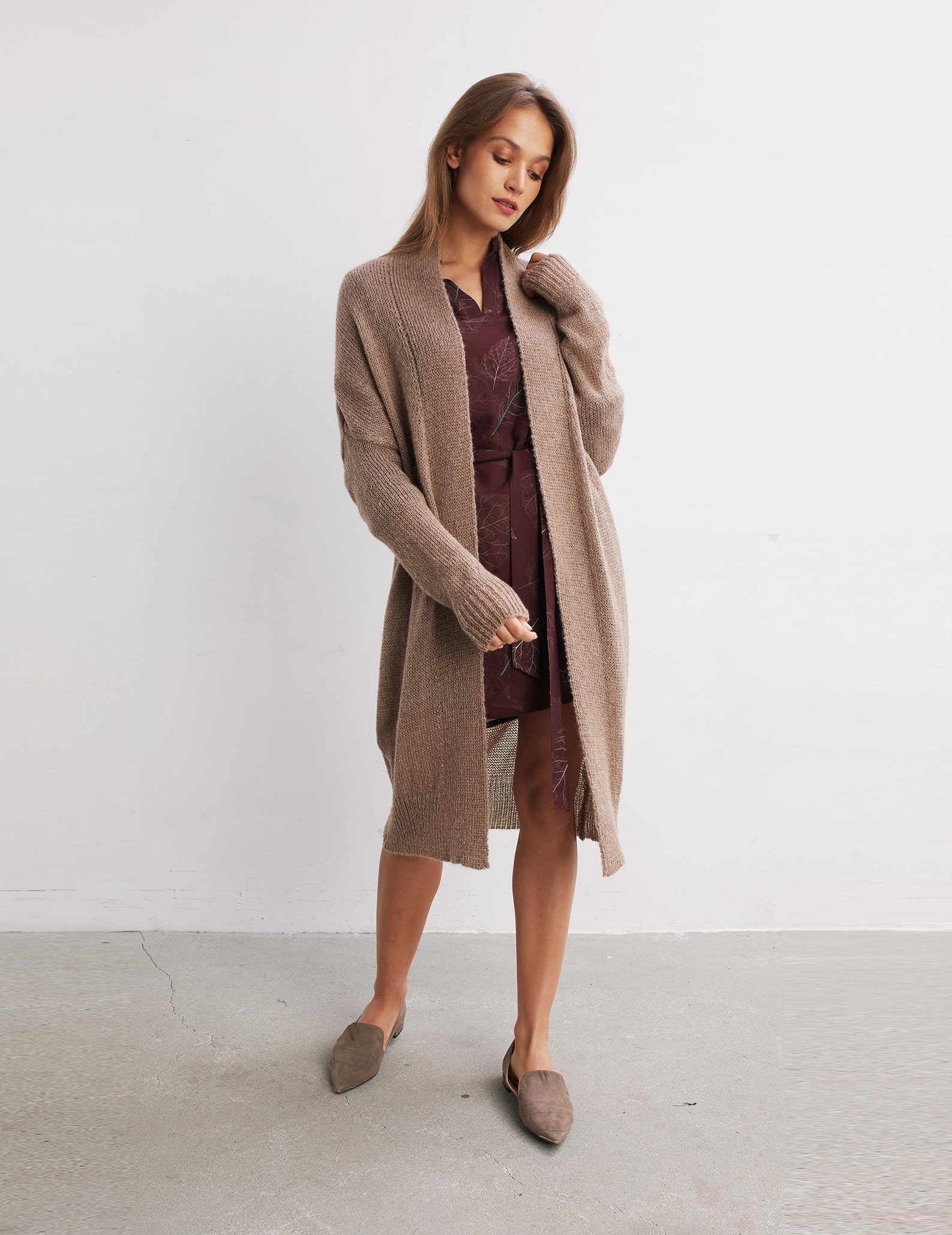 TAUPE Cardigan Wrap Oversized. Chunky Knit Sweater. Marble - Etsy