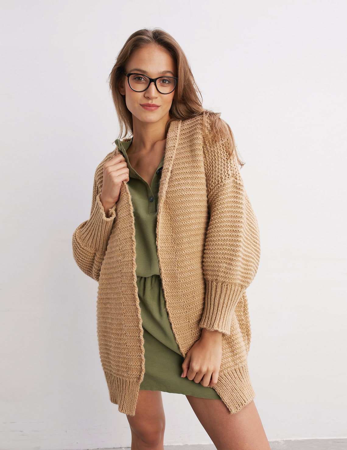 camel cardigan long