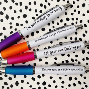 Sarcastic office pens, work pens, to do list, girl boss gift, home office stationery, personalised stationery