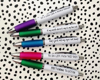 Sarcastic office pens, work pens, to do list, girl boss gift, home office stationery, personalised stationery