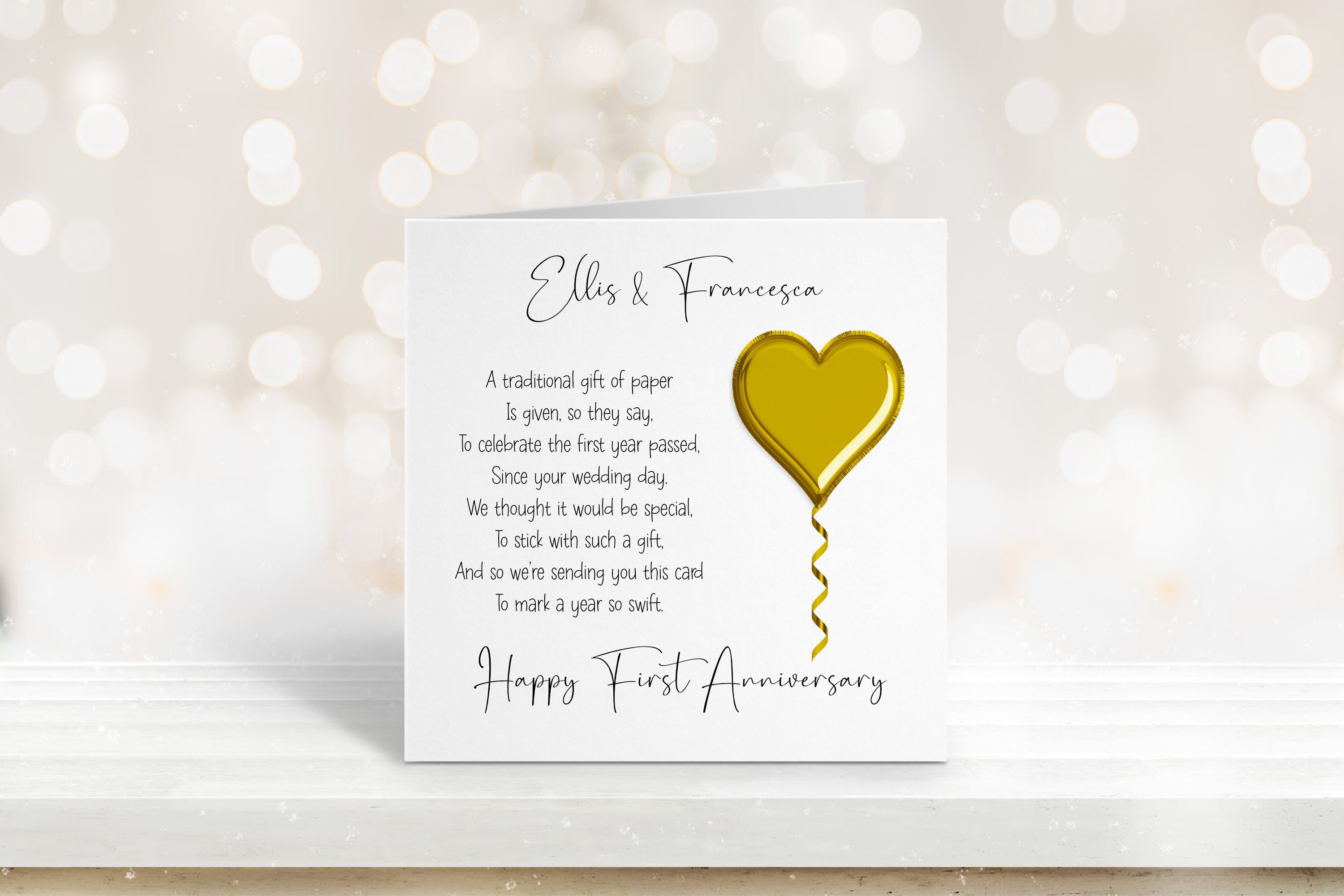 First Wedding Anniversary Card One Year Married Personalised - Etsy