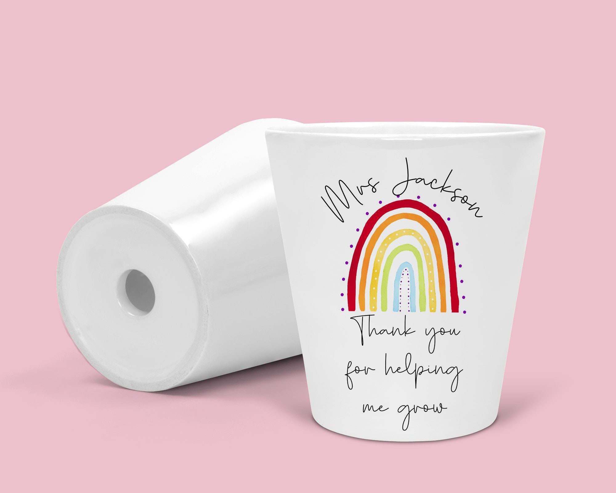 Teacher plant pot, flower pot gift, rainbow teacher gift, thank you f…