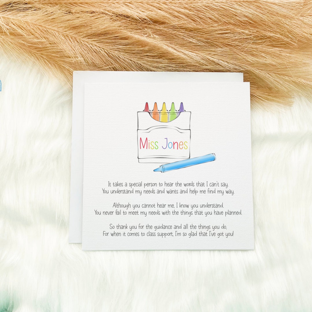 Thank You Card for Teacher, Teaching Card, Teaching Assistant, Key