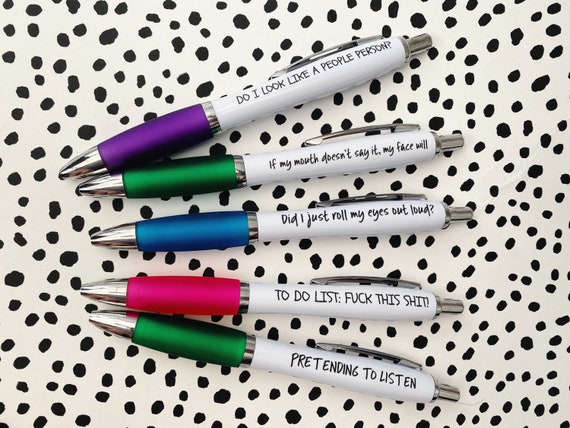 Sarcastic office pens, work pens, to do list, girl boss gift, home office  stationery, personalised stationery