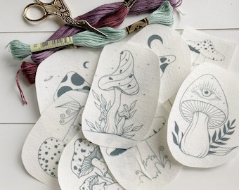 Stick and Stitch Embroidery Patterns, Stick and Stitch kit,  Mushroom Embroidery Stick and Stitch