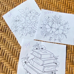 Stick and Stitch, Embroidery Patterns, Floral Stick and Stitch kit, Pocket Embroidery Stick and Stitch, Embroidery Transfer, Embroidery