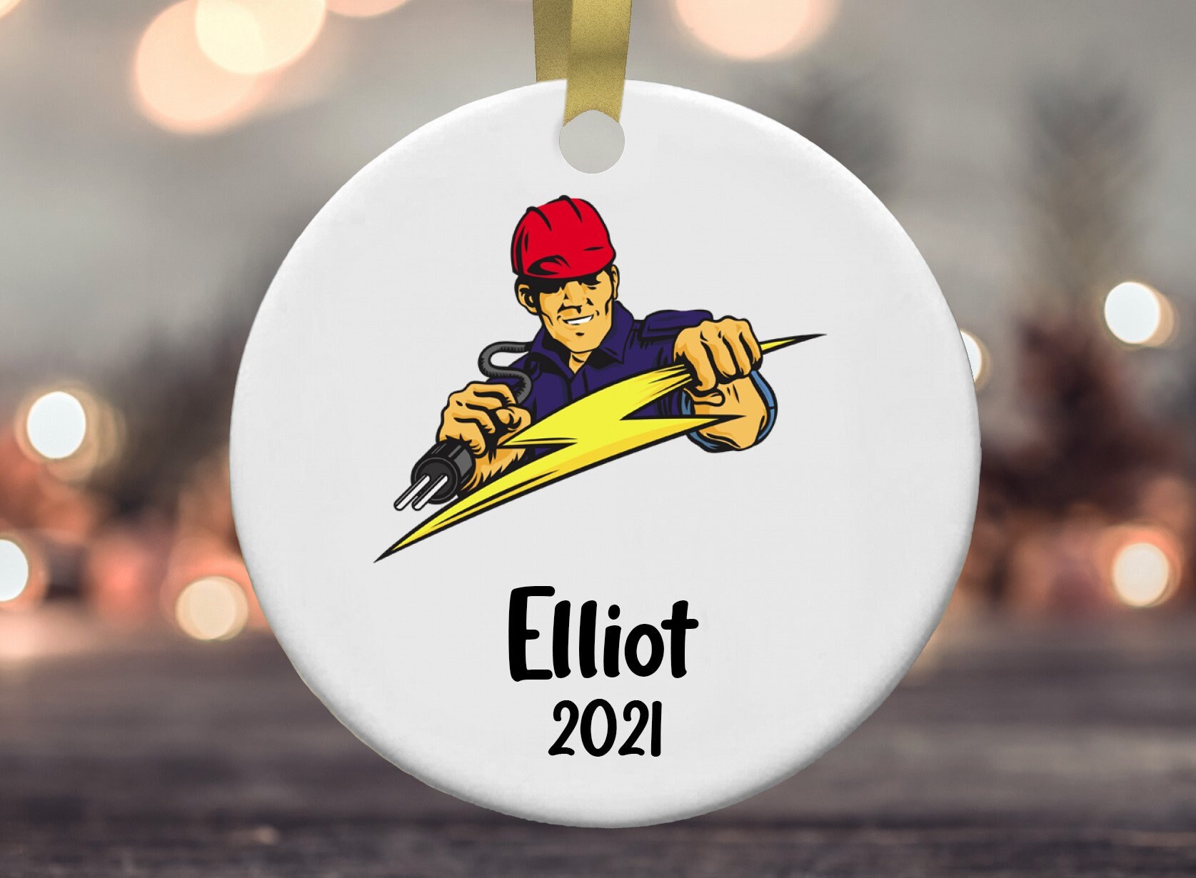 Personalized Electrician Christmas Ornament Electrician Etsy UK