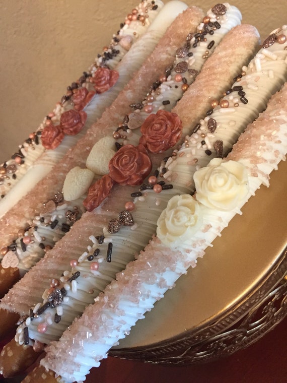 Rose Gold and Cream 1dozchocolate Covered Pretzel Etsy