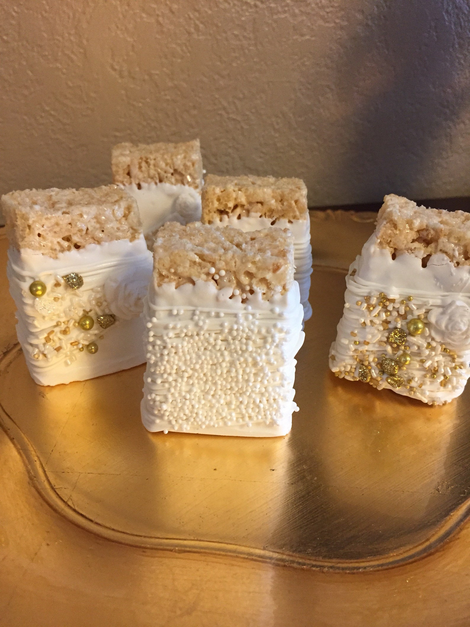 Gold/White Chocolate Covered Rice Krispies Treats1 | Etsy