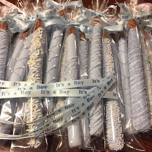 It&#39;s A Boy/Blue Baby Shower Pretzel Rods(1 DOZ)/ Boy Chocolate Covered Pretzels/Baby Shower Treats /Baby Shower Favors