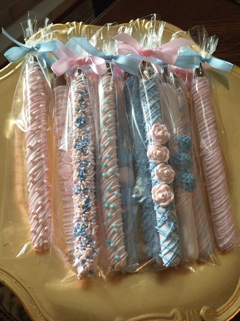 Gender Reveal/pink and Blue Chocolate Covered Pretzel Rods 1 Etsy Ireland
