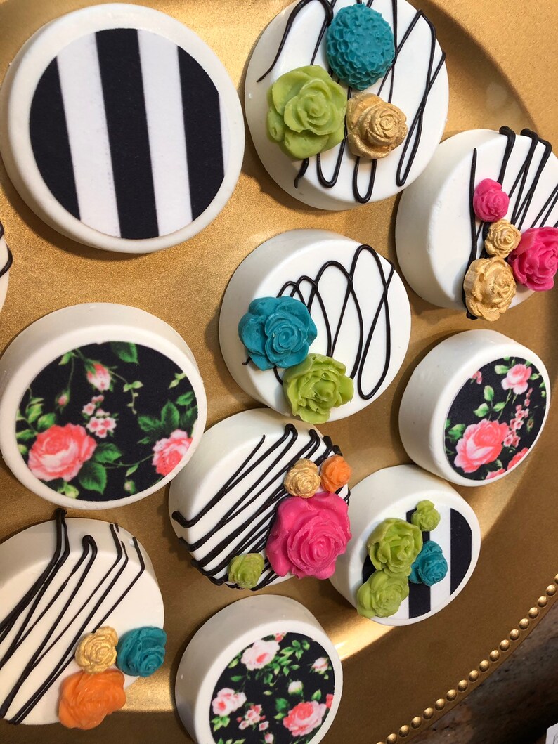 1 DOZ Famous Designer White Chocolate Oreo Cookies Bridal ShowerGirl/'s BirthdayChocolate Oreo CookiesHostess GiftSweet Sixteen