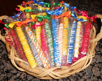 Crayola Colored Pretzel Rods(1 DOZ)/Kids Birthday/Boy's Birthday/Baby Shower/Birthday Parties/Girl's Birthday