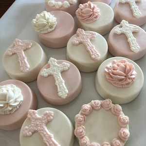 Pink/White Baptism/Communion Double stuffed Oreo Cookies
