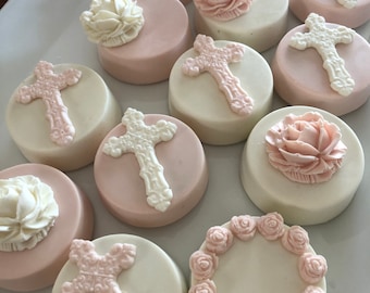 Pink/White Baptism/Communion Double stuffed Oreo Cookies