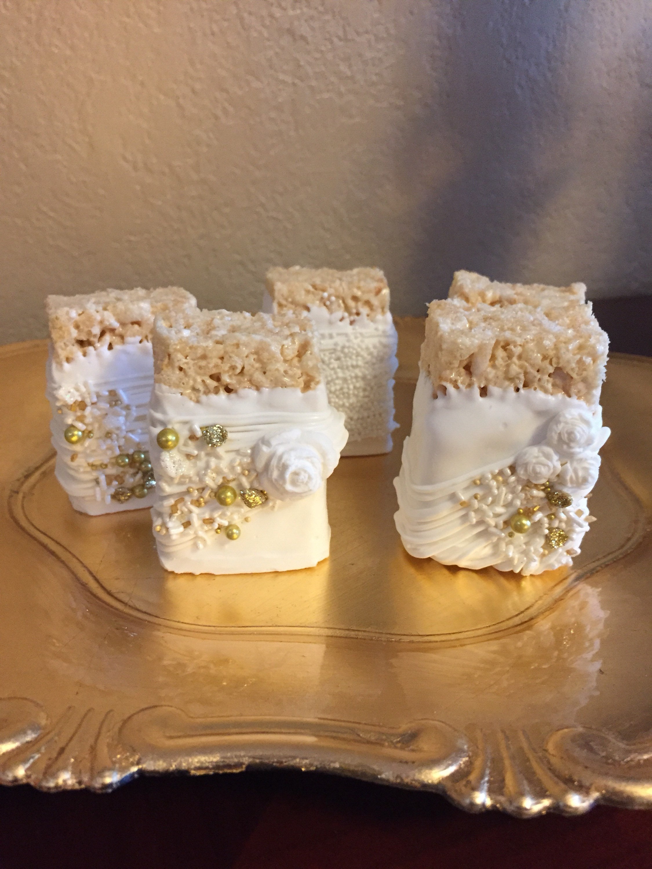 Gold/White Chocolate Covered Rice Krispies Treats1 | Etsy