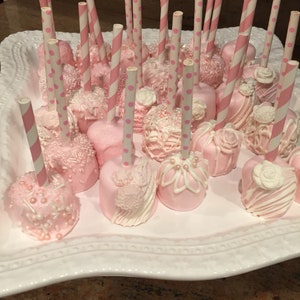 Pink/White Chocolate Covered Marshmallows (1 Doz)/Baby Shower/Bridal Shower/Wedding/Sweet 16/Girl&#39;s  Treats/I&#39;m One/
