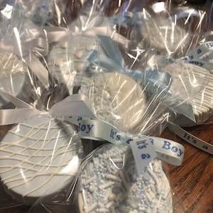 Boys Double Stuffed BlueChocolate Covered Oreo Cookies (1 DOZ)/Baby Shower/I&#39;m One/Shower Treats /Blue Thank You Gifts