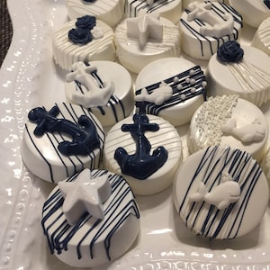 Nautical Chocolate Oreo Cookies(1 Doz) Boy/Girl Nautical Theme/Birthday/Baby Shower/Thank you gift/Treat Table/ Nautical