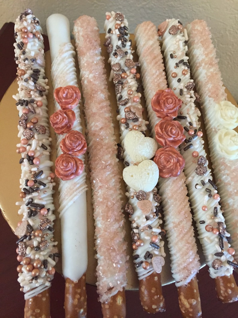 Rose Gold and Cream 1DozChocolate covered Pretzel Etsy