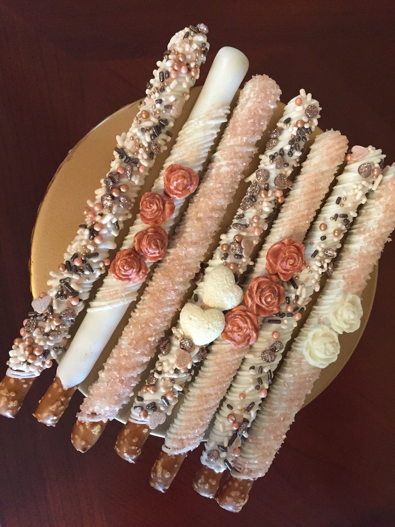 Rose Gold and Cream 1DozChocolate covered Pretzel Etsy