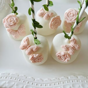 Pink and White Butterflies and Flowers (1doz) Jumbo Marshmallows/Bridal Shower/Wedding/Baby Shower/Sweet Sixteen/Baptism/Girls Birthday