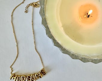 Personalized 3D Letter Name Necklace, Custom Bubble Name Initial Charm Necklace, personalized jewelry, gift for her, silver gold name charms