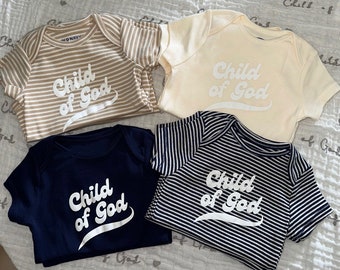 baby clothes, baby shower, baby bodysuit, snap bottom, baby, Child of God baby, Christian children’s clothes, summer baby